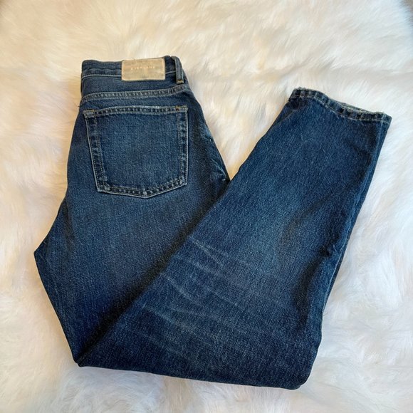 Everlane Jeans 90s Cheeky Crop Straight High Rise Distressed Button Fly Size 25 - Picture 4 of 15